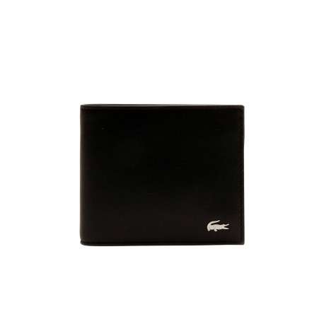 Coffret portefeuille et porte-cartes en cuir de vache noir uni