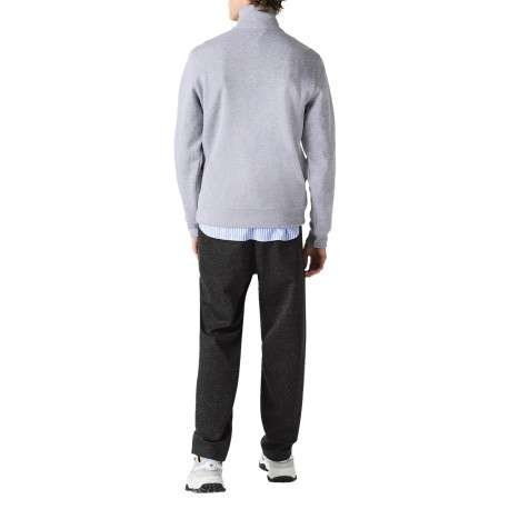 Sweat zippé gris chiné en coton mélangé à col montant avec logo brodé sur la poitrine - Image 3