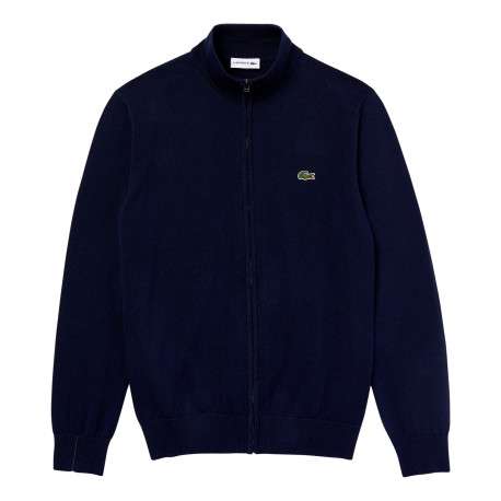 Gilet zippé en coton marine avec logo brodé à la poitrine col camionneur - Image 2