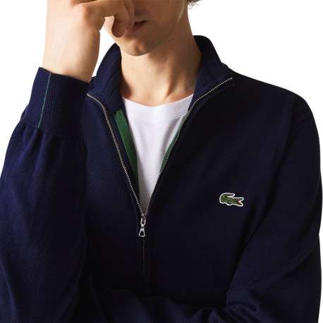 Gilet zippé en coton marine avec logo brodé à la poitrine col camionneur - Image 5