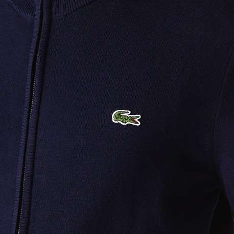 Gilet zippé en coton marine avec logo brodé à la poitrine col camionneur - Image 6