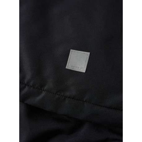 Blouson noir pourvu d'un col à capuche avec une fermeture zippée contrastée - Image 4