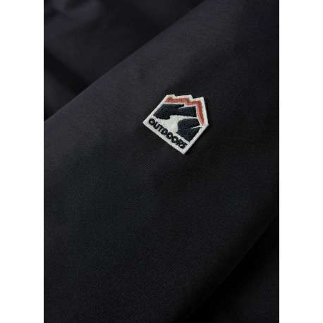 Blouson noir pourvu d'un col à capuche avec une fermeture zippée contrastée - Image 5