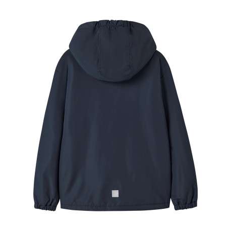 Blouson marine pourvu d'un col à capuche avec une fermeture zippée contrastée - Image 2