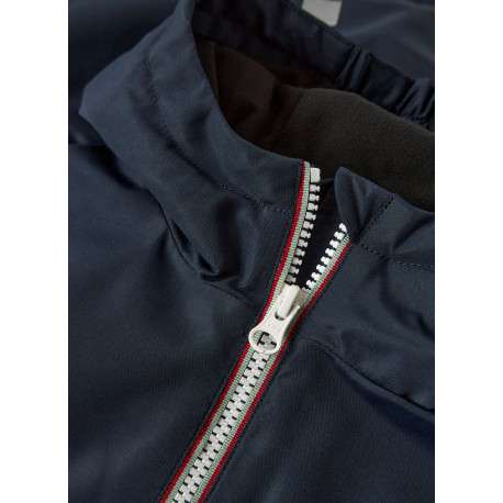 Blouson marine pourvu d'un col à capuche avec une fermeture zippée contrastée - Image 3