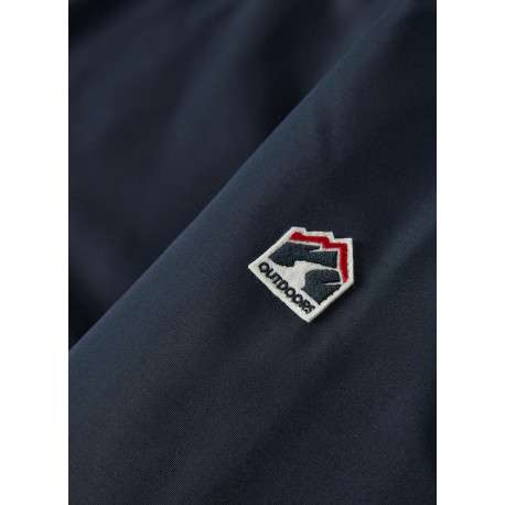 Blouson marine pourvu d'un col à capuche avec une fermeture zippée contrastée - Image 4