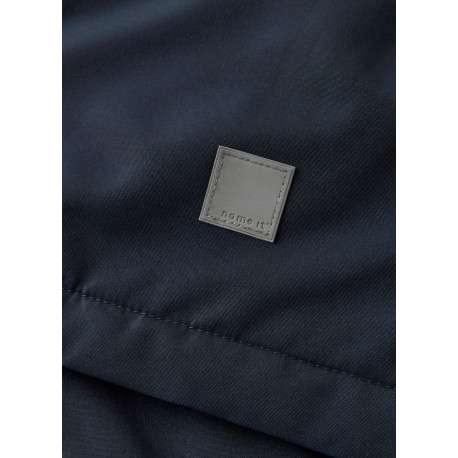 Blouson marine pourvu d'un col à capuche avec une fermeture zippée contrastée - Image 5