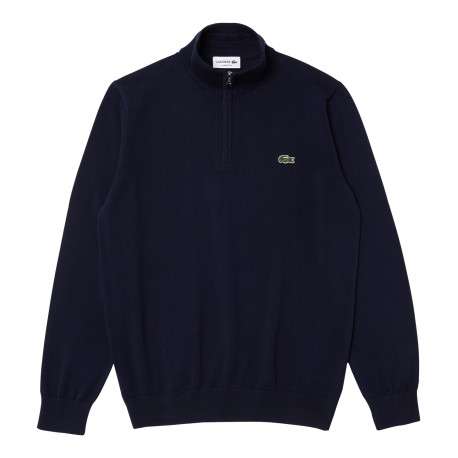 Pull en coton marine col camionneur avec logo brodé à la poitrine - Image 2