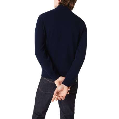 Pull en coton marine col camionneur avec logo brodé à la poitrine - Image 3
