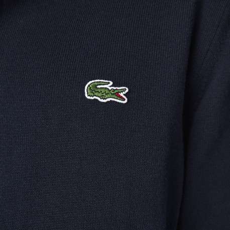 Pull en coton marine col camionneur avec logo brodé à la poitrine - Image 5