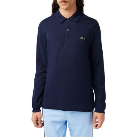 Polo L1312 en coton piqué marine avec une coupe droite et un col boutonné