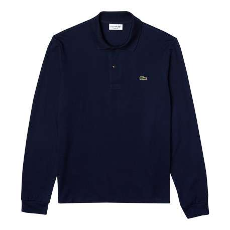 Polo L1312 en coton piqué marine avec une coupe droite et un col boutonné - Image 4