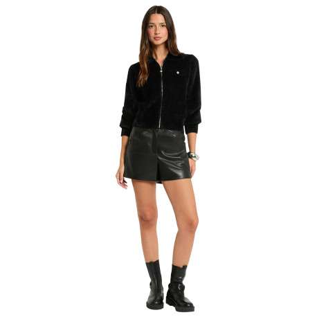 Gilet noir uni pourvu d'un col à rabats et de manches longues - Image 5