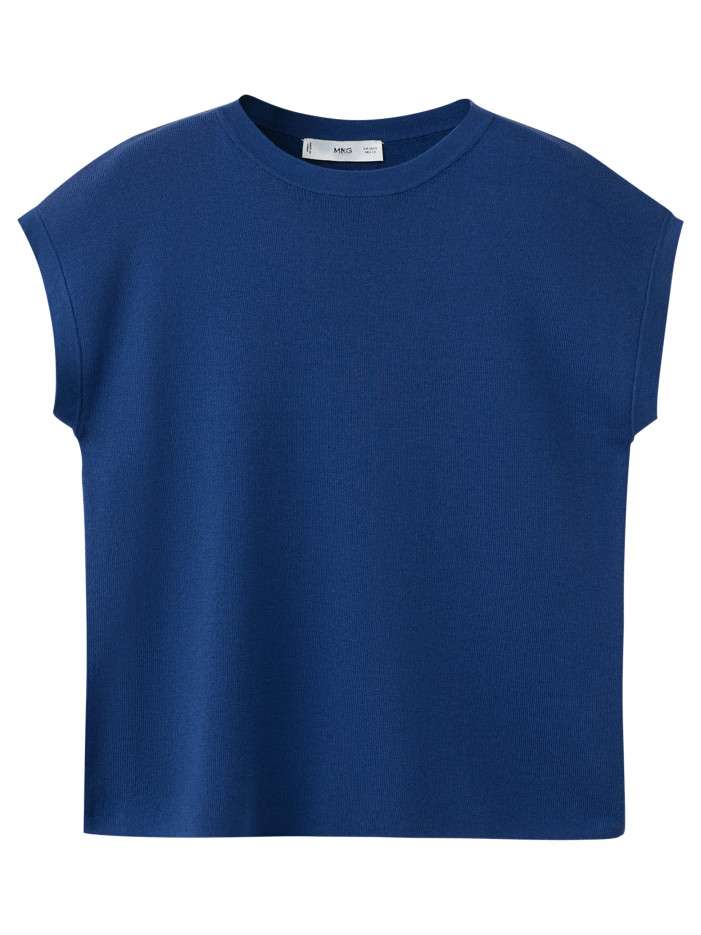 Top bleu uni muni d'une...