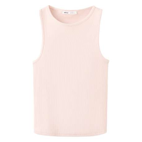 Débardeur en coton mélangé rose uni avec une coupe moulante