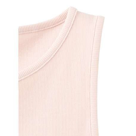 Débardeur en coton mélangé rose uni avec une coupe moulante - Image 2