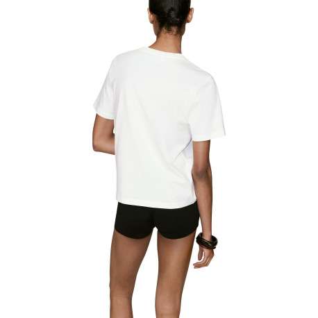T-shirt en coton blanc à imprimé avec une coupe droite et un col rond - Image 4