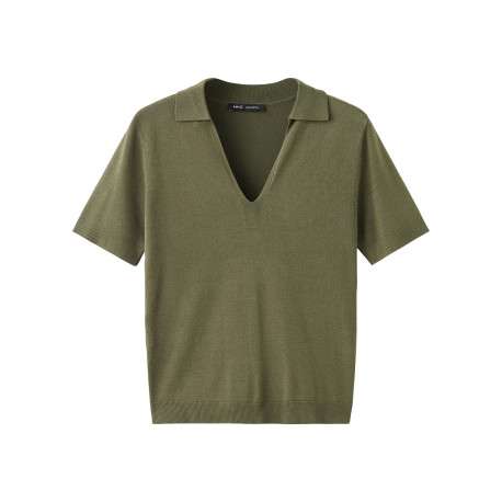 Pull kaki uni avec une coupe droite et des manches courtes