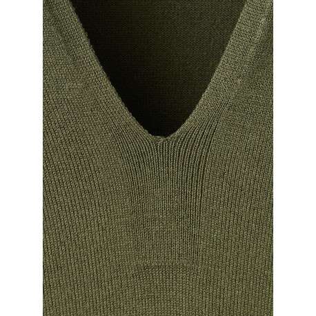 Pull kaki uni avec une coupe droite et des manches courtes - Image 2