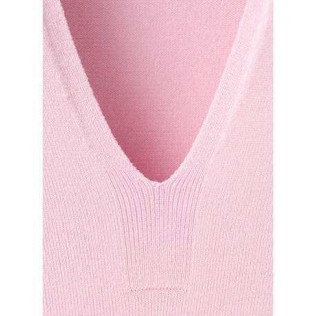 Pull rose uni avec une coupe droite et des manches courtes - Image 2