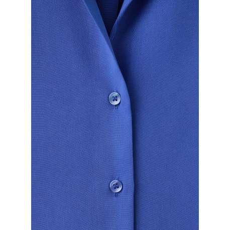 Chemisier bleu uni avec une coupe droite et un col à revers - Image 2