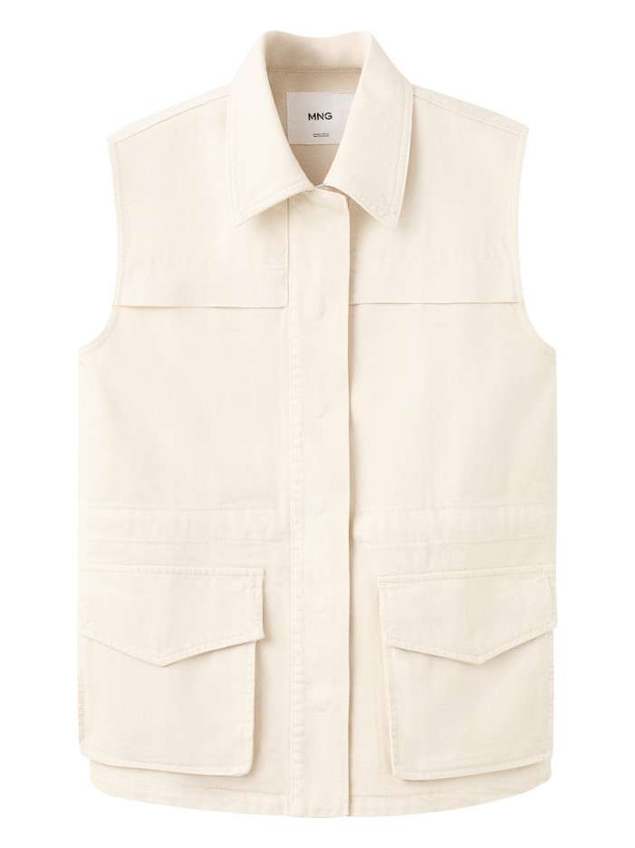 Blouson en coton beige uni...