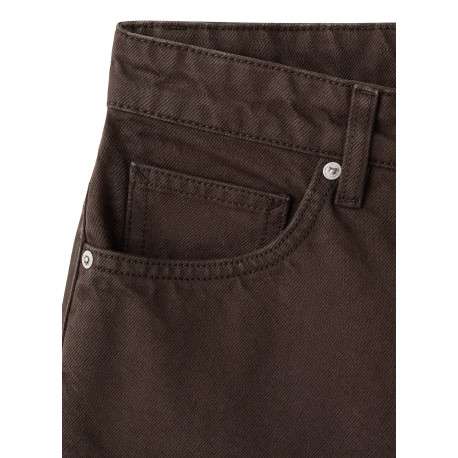 Short 5 poches en coton chocolat uni à coupe droite muni d'un zip et d'un bouton - Image 2