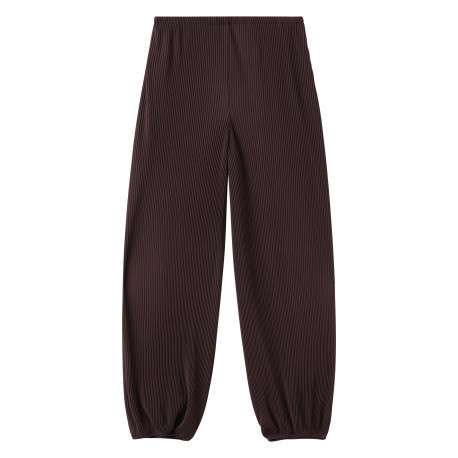 Pantalon chino chocolat uni avec une coupe ample et une taille élastiquée