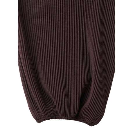 Pantalon chino chocolat uni avec une coupe ample et une taille élastiquée - Image 2