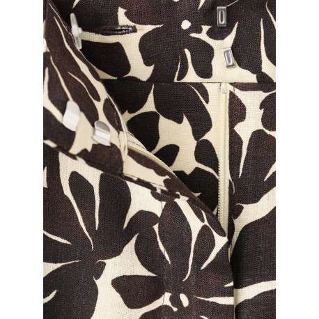 Pantalon chino beige motif floral à coupe large muni d'un zip et d'une agrafe - Image 2