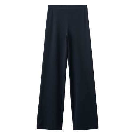 Pantalon chino marine uni avec une coupe bootcut et une fermeture à zip