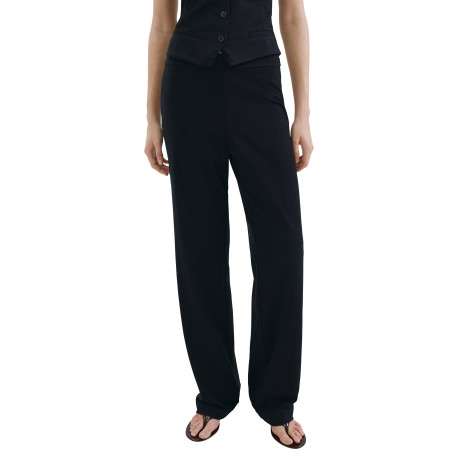 Pantalon chino marine uni avec une coupe bootcut et une fermeture à zip - Image 3