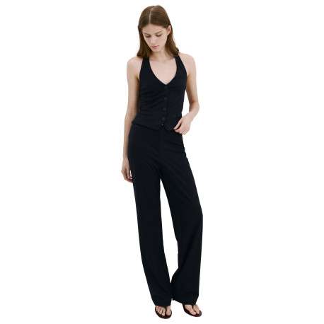 Pantalon chino marine uni avec une coupe bootcut et une fermeture à zip - Image 5