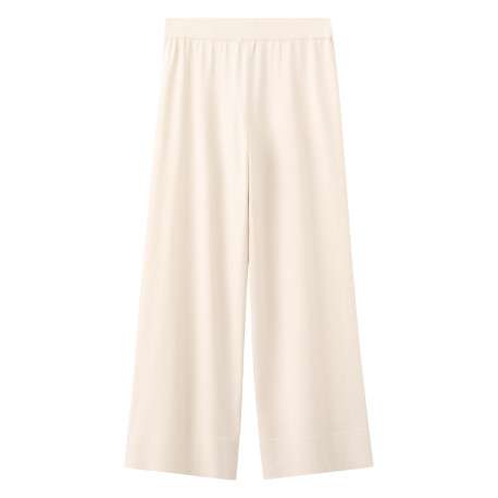 Pantalon beige uni avec une coupe large et une taille élastiquée