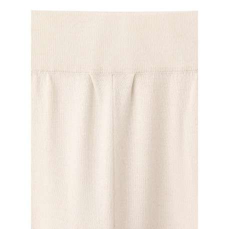 Pantalon beige uni avec une coupe large et une taille élastiquée - Image 2