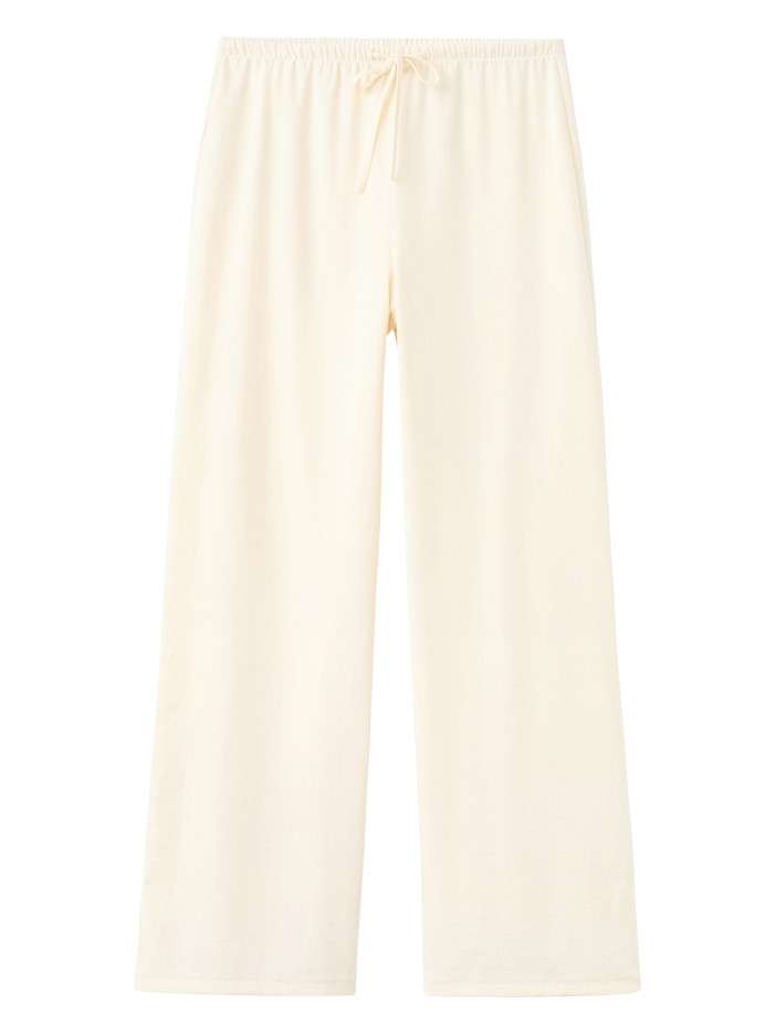 Pantalon écru uni avec une...