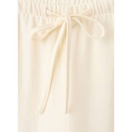 Pantalon écru uni avec une coupe droite et une taille élastiquée - Image 2
