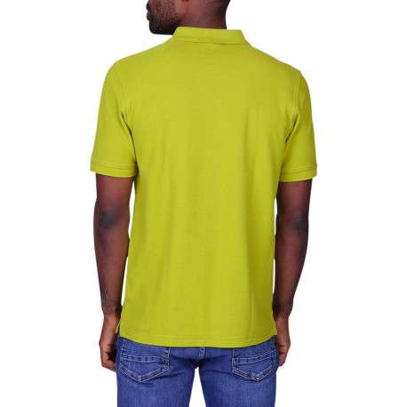 Polo en coton biologique vert anis à coupe droite pourvu d'un col boutonné - Image 2