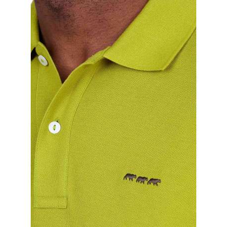 Polo en coton biologique vert anis à coupe droite pourvu d'un col boutonné - Image 3