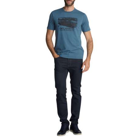 T-shirt à col rond bleu pétrole et sérigraphie automobile rétro - Image 3