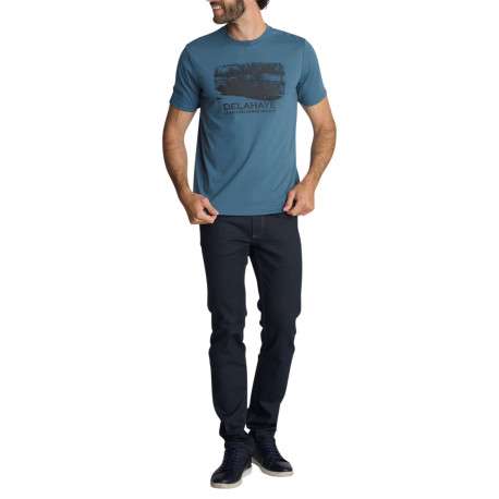 T-shirt à col rond bleu pétrole et sérigraphie automobile rétro - Image 4