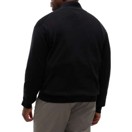 Pull en coton biologique noir uni avec un col camionneur zippé argenté - Image 3
