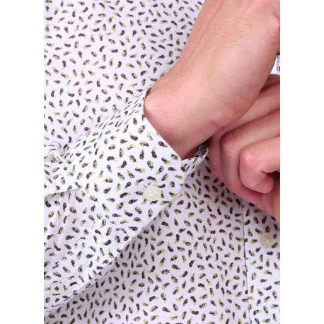 Chemise en coton biologique blanche à motifs pourvue d'une coupe droite - Image 3
