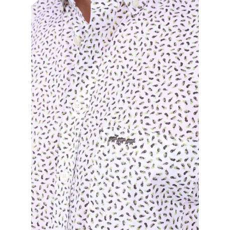 Chemise en coton biologique blanche à motifs pourvue d'une coupe droite - Image 4