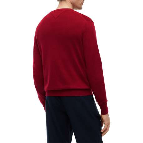 Pull en coton biologique rouge à coupe droite pourvu d'un col rond - Image 3