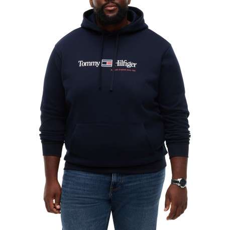 Sweat à capuche marine uni avec des manches longues et une coupe droite - Image 2