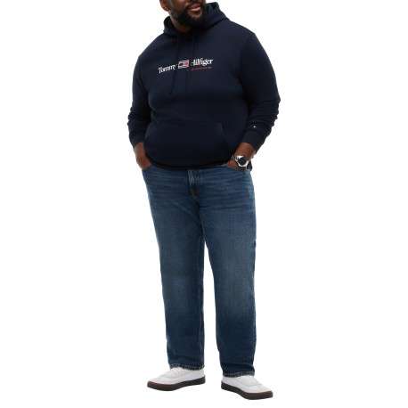Sweat à capuche marine uni avec des manches longues et une coupe droite - Image 4