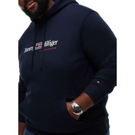 Sweat à capuche marine uni avec des manches longues et une coupe droite - Image 5