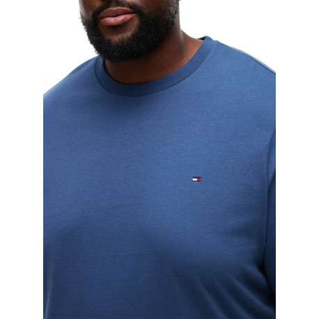 T-shirt bleu uni en coton biologique avec un col rond et des manches courtes - Image 5