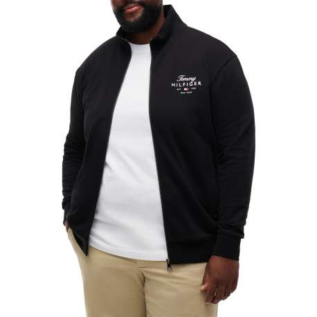 Gilet zippé en coton noir uni avec une coupe droite et un col montant - Image 2